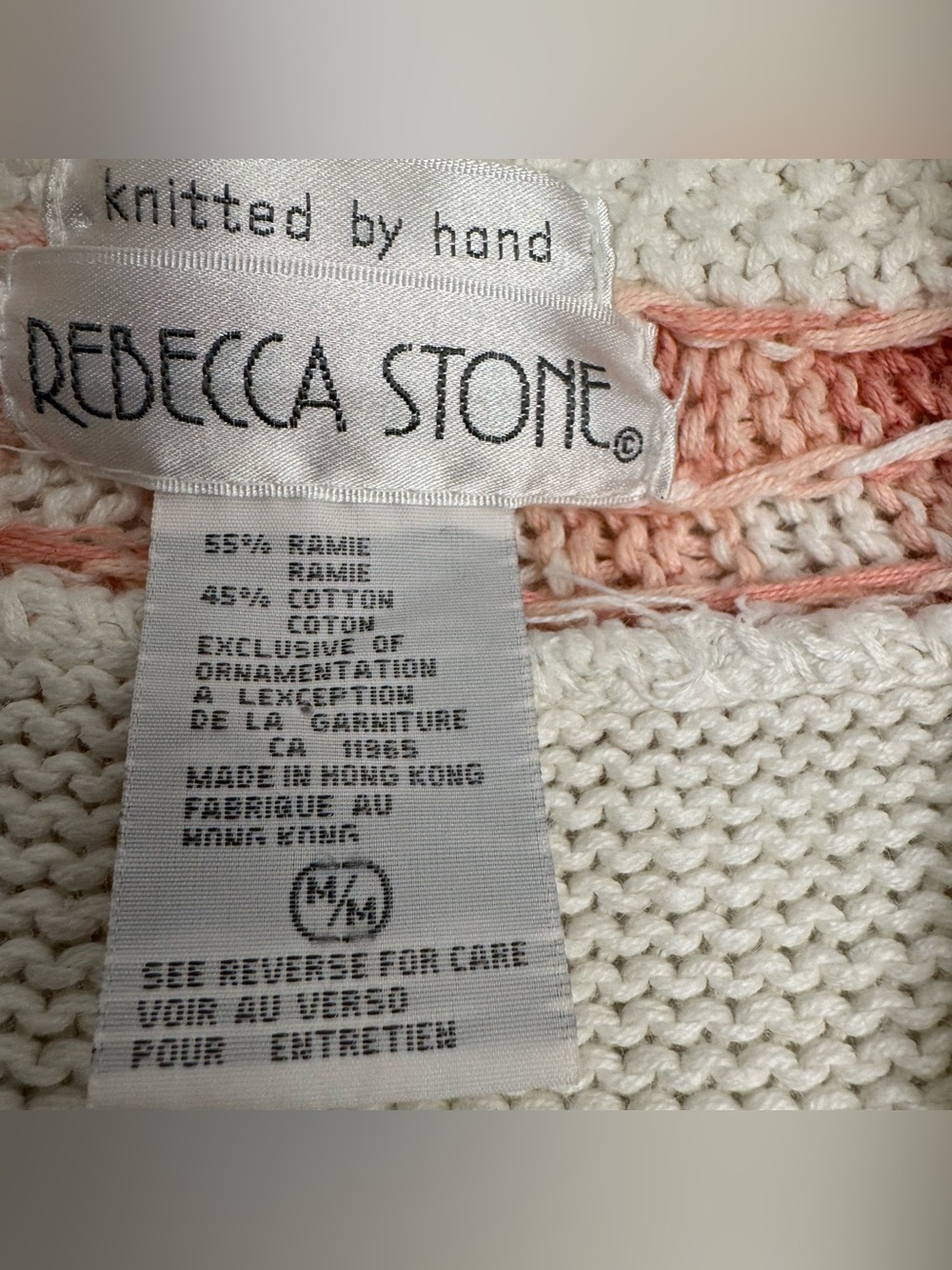 Vintage Rebecca Stone Hand Knit Floral Cardigan Cottagecore Grandmacore Medium - Picture 3 of 5